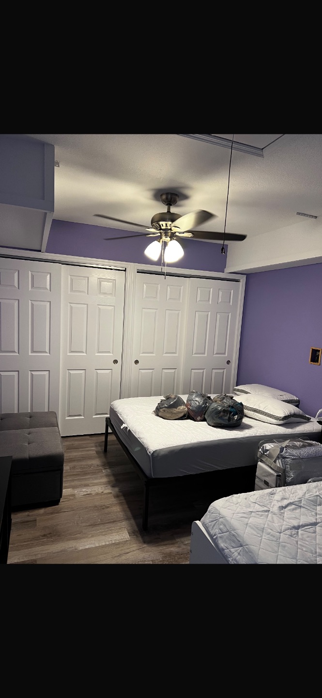 New closet organizers and new sliding doors after
