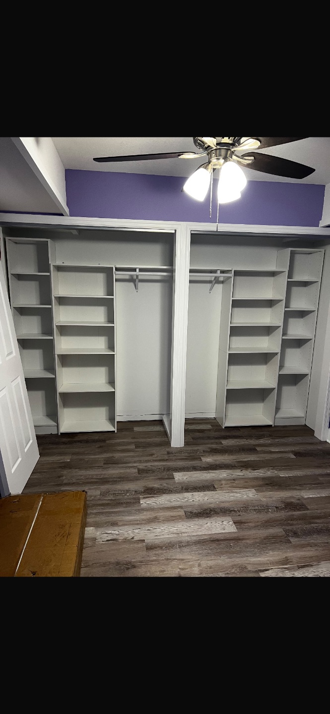 New closet organizers and new sliding doors before
