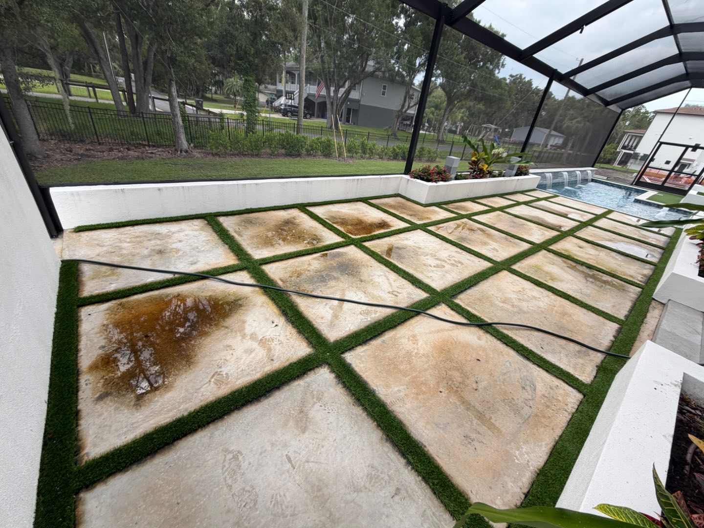 Pool deck cleaning before